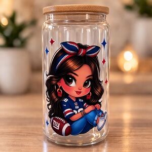 Cute Character Glass Tumbler with Lid and Straw